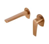 Grifo monomando empotrado para lavabo hecho de latón con acabado oro rosa cepillado Delos de Imex - Sin válvula click-clack