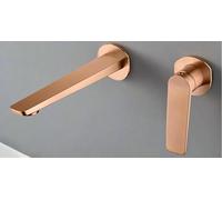 Grifo monomando empotrado para lavabo hecho de latón con acabado oro rosa cepillado Napoles de Imex - Rosado / Sin válvula click-clack
