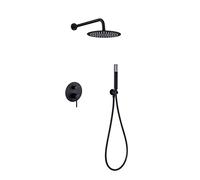 Conjunto ducha empotrado Imex Monza Black Gun Metal 2 vías - Negro / Rociador con tubo salida pared