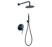 Conjunto de pared para ducha empotrada de diseño moderno en color negro mate stick Milos de Imex - Negro / Latón / Imex