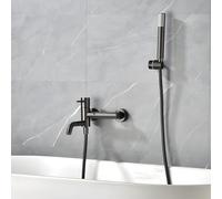 IMEX - Grifo Bañera y Ducha Monomando Negro | Grifo Mezclador de Pared con Soporte Alcachofa de Ducha y Manguera | Grifería en Latón y Acero Inoxidable S.304 | Serie Monza | Color Black Gun Metal