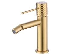 IMEX - Grifo Bidet Dorado | Grifo Monomando Bide para Baño Color Oro Cepillado | Grifo de Bidé con Mezclador de Agua Caliente y Fría | Griferia Bidet | Instalación Fácil | Serie Génova