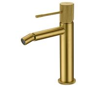IMEX - Grifo Bidet Dorado | Grifo Monomando Bide para Baño Color Oro Cepillado | Grifo de Bidé con Mezclador de Agua Caliente y Fría | Griferia Bidet | Instalación Fácil | Serie Line