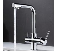 IMEX - Grifo Cocina con Osmosis Integrado | Grifo Momando Osmosis 2 Vías con Ducha Extraíble | Grifería en Latón | Serie Marsella | Color Cromado