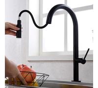 IMEX - Grifo Cocina Extraíble Negro Mate | Grifo Monomando Fregadero con Difusor | Griferia Cocina con Ducha Flexible 360º | Grifería en Latón | Serie Samoa