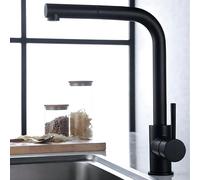 IMEX - Grifo Cocina Extraíble Negro Mate | Grifo Monomando Fregadero | Griferia Cocina con Ducha Flexible 360º | Grifería en Latón | Serie Malta