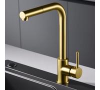 IMEX - Grifo de Cocina Extraible | Grifo Monomando Fregadero | Griferia de Cocina con Mangera Flexible 360º | Serie Malta | Color Oro Cepillado