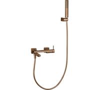 IMEX - Grifo Ducha Baño Monomando Toscana | Conjunto Completo con Flexo 1,8 m y Mango, Grifería Latón para Bañera, Kit Ducha Moderno | Modelo BDT064-4 (Oro rosa cepillado)