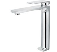 IMEX - Grifo Lavabo Cromado Caño Alto | Grifo Baño Mezclador Agua Fria y Caliente | Grifería Monomando Efeto Cascada con Caño de Latón y Ahorro de Agua | Serie Fiyi | Color Cromado