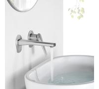 IMEX - Grifo Lavabo Empotrado | Grifo Empotrado Baño con Agua Fria y Caliente | Grifo Monomando Lavabo Pared con Ahorro de Agua | Serie Delos | Color Acero S316