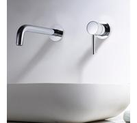 IMEX - Grifo Lavabo Empotrado | Grifo Empotrado Baño con Agua Fria y Caliente | Grifo Monomando Lavabo Pared con Ahorro de Agua | Serie Etna | Color Cromado