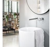 IMEX - Grifo Lavabo Empotrado | Grifo Empotrado Baño con Agua Fria y Caliente | Grifo Monomando Lavabo Pared con Ahorro de Agua | Serie Olimpo | Color Cromado