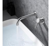 IMEX - Grifo Lavabo Empotrado | Grifo Empotrado Baño con Agua Fria y Caliente | Grifo Monomando Lavabo Pared con Ahorro de Agua | Serie Moscú | Color Acero S316