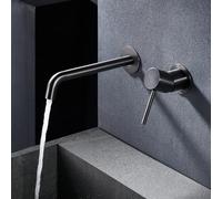 IMEX - Grifo Lavabo Empotrado | Grifo Empotrado Baño con Agua Fria y Caliente | Grifo Monomando Lavabo Pared con Ahorro de Agua | Serie Monza | Color Black Gun Metal