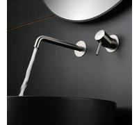 IMEX - Grifo Lavabo Empotrado Níquel | Grifo Empotrado Baño con Agua Fria y Caliente | Grifo Monomando Lavabo Pared con Ahorro de Agua | Serie Monza