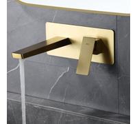 IMEX - Grifo Lavabo Empotrado Oro Cepillado | Grifo Empotrado Baño con Agua Fria y Caliente | Grifo Monomando Lavabo Pared con Ahorro de Agua | Serie Pisa | Color Dorado