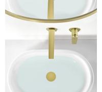 IMEX - Grifo Lavabo Empotrado Oro Cepillado | Grifo Empotrado Baño con Agua Fria y Caliente | Grifo Monomando Lavabo Pared con Ahorro de Agua | Serie Delos | Color Dorado