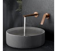 IMEX - Grifo Lavabo Empotrado Oro Rosa Cepillado | Grifo Empotrado Baño con Agua Fria y Caliente | Grifo Monomando Lavabo Pared con Ahorro de Agua | Serie Nápoles