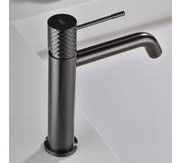 IMEX - Grifo Lavabo Negro | Grifo Baño Monomando con Agua Fria y Caliente | Grifo de Caño Bajo Fabricado con Latón | Ahorro de Agua y Fácil Instalación | Serie Génova | Color Black Gun Metal