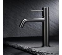 IMEX - Grifo Lavabo Negro | Grifo Baño Monomando con Agua Fria y Caliente | Grifo de Caño Bajo Fabricado con Latón | Ahorro de Agua y Fácil Instalación | Serie Monza | Color Black Gun Metal