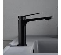 IMEX - Grifo Lavabo Negro | Grifo Baño Monomando con Agua Fria y Caliente | Grifo de Caño Bajo Fabricado con Latón | Ahorro de Agua y Fácil Instalación | Serie Nápoles | Color Negro Mate