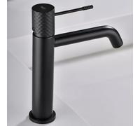 IMEX - Grifo Lavabo Negro | Grifo Baño Monomando con Agua Fria y Caliente | Grifo de Caño Bajo Fabricado con Latón | Ahorro de Agua y Fácil Instalación | Serie Génova | Color Negro Mate