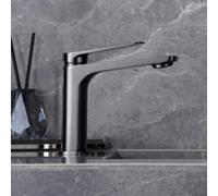 IMEX - Grifo Lavabo Negro | Grifo Baño Monomando con Agua Fria y Caliente | Grifo de Caño Bajo Fabricado con Latón | Ahorro de Agua y Fácil Instalación | Serie Nápoles | Color Black Gun Metal