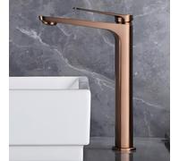 IMEX - Grifo Lavabo Oro Rosa Caño Alto | Grifo Baño Mezclador Agua Fria y Caliente | Grifería Monomando Efeto Cascada con Caño de Latón y Ahorro de Agua | Serie Nápoles | Color Oro Rosa Cepillado