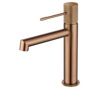 IMEX - Grifo Lavabo Oro Rosa Cepillado | Grifo Baño Monomando con Agua Fria y Caliente | Grifo de Caño Bajo Fabricado con Latón | Ahorro de Agua y Fácil Instalación | Serie Line