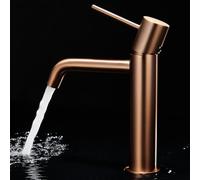 IMEX - Grifo Lavabo Oro Rosa Cepillado | Grifo Baño Monomando con Agua Fria y Caliente | Grifo de Caño Bajo Fabricado con Latón | Ahorro de Agua y Fácil Instalación | Serie Monza