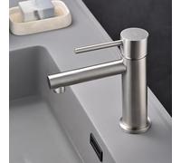 IMEX - Grifo Monomando Lavabo | Grifo Baño Mezclador Agua Fria y Caliente | Grifo para Baño Acero Inoxidable y Ahorro de Agua sobre Encimera | Serie Moscú | Color Acero