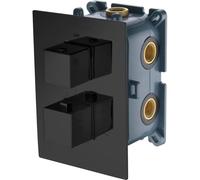 IMEX GST33V/NG grifo termostático de ducha con un diseño empotrado de 3 vías de acabado negro mate - Negro / Latón / Imex