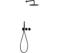 IMEX Grifo termostático empotrado GTA052/NG ASSEN – 2 vías, rociador pared/techo, negro mate