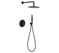 IMEX LINE GTD038/NG conjunto para ducha termostática de diseño empotrado con un acabado negro mate line - Negro / Latón / Imex