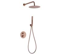 Conjunto de ducha termostático empotrado con rociador a pared acabado oro rosa cepillado Napoles de Imex - Rosado / Latón / Imex