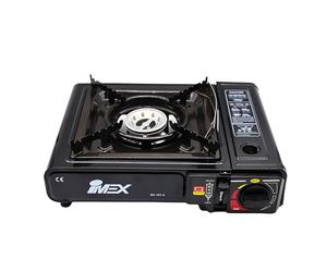 IMEX Hornillo de gas portátil con encendido piezoeléctrico - Cocina butano para camping, exterior y festival - 7650 BTU potencia 2,2 kW maletín de transporte - Modelo BK-167-A