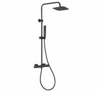 IMEX - IMEX Columna de Ducha Monomando Toscana, Barra Extensible de Acero Inoxidable S.304 con Rociador Extraplano 20x30 cm Antical y Mango de Ducha, Grifería de Baño Moderna