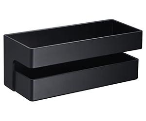 IMEX - Jabonera Frontal de para baño y Cocina - Colocación de Pared con Tornillos Estante de PVC Rectangular Negro Mate - ANG005
