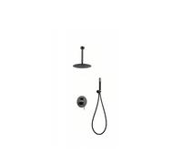 IMEX LINE GPQ038/BGM conjunto moderno para ducha con un diseño empotrado de acabado black gun metal top - Negro / Latón / Imex