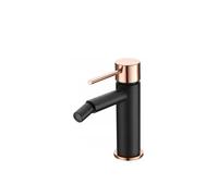 IMEX MILOS BDYS045-2NOR Grifo monomando de bidé fabricado en latón de acabado negro y oro rosa Stick - Sin válvula