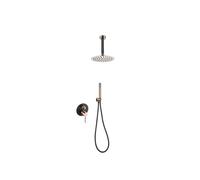 IMEX MILOS GPTS045/NOR conjunto moderno de ducha con un diseño monomando de acabado negro mate y oro rosa thalos stick - Negro / Latón / Imex