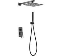 IMEX- Monomando Conjunto de ducha empotrada pared - Griferia empotrada baño con rociador cuadrado y mango de ducha - Serie Suecia Negro Mate BDC032-6NG