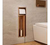 IMEX - Nicho de Baño Empotrable para Escobillero y Portarollos 17x60cm Oro Rosa Cepillado | Hornacina Baño para WC de Acero Inoxidable S.304 | Hornacina Empotrada a Pared de 10cm de Profundidad