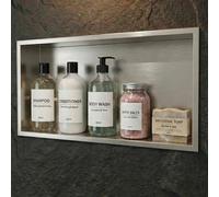 IMEX - Nicho de Ducha Empotrable 63x33cm Níquel | Hornacina Ducha Rectangular de Acero Inoxidable S.304 | Hornacina Baño Empotrada a Pared de 10cm de Profundidad | Serie Pacific