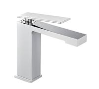 IMEX PISA Grifo de Lavabo Monomando Diseño Moderno Cuadrado 160 mm Altura - Acabado Cromado Brillante, Caño Cascada, Fácil Instalación, Ahorro de Agua - Ideal para Baño