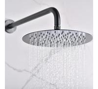 IMEX - Rociador Ducha Efecto Lluvia Ø20cm Negro | Rociador Redondo Extraplano y Antical para Columna de Ducha | Fabricado de Acero Inoxidable S.304 | Recambio Original IMEX