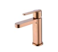IMEX ROMA BDR001-1ORC grifo monomando sobre repisa para lavabo hecho de latón con acabado oro rosa cepillado roma - Rosado / Sin válvula click-clack
