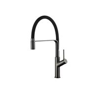 IMEX Sena GCE022/BGM grifo de cocina monomando de caño flexible con acabado negro mate y black gun metal sena - Negro / Latón / Imex