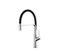 IMEX Sena GCE022 grifo de cocina monomando de caño flexible con acabado negro mate y cromado sena - Plateado / Latón / Imex