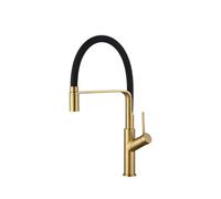 IMEX Sena GCE022/OC grifo de cocina monomando de caño flexible con acabado negro mate y oro cepillado sena - Oro / Latón / Imex